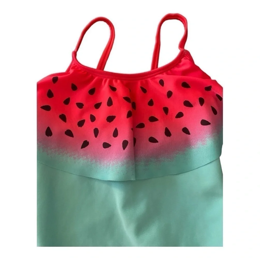 CAT & JACK-WATERMELON RUFFLE SESUIT-SIZE 4/5